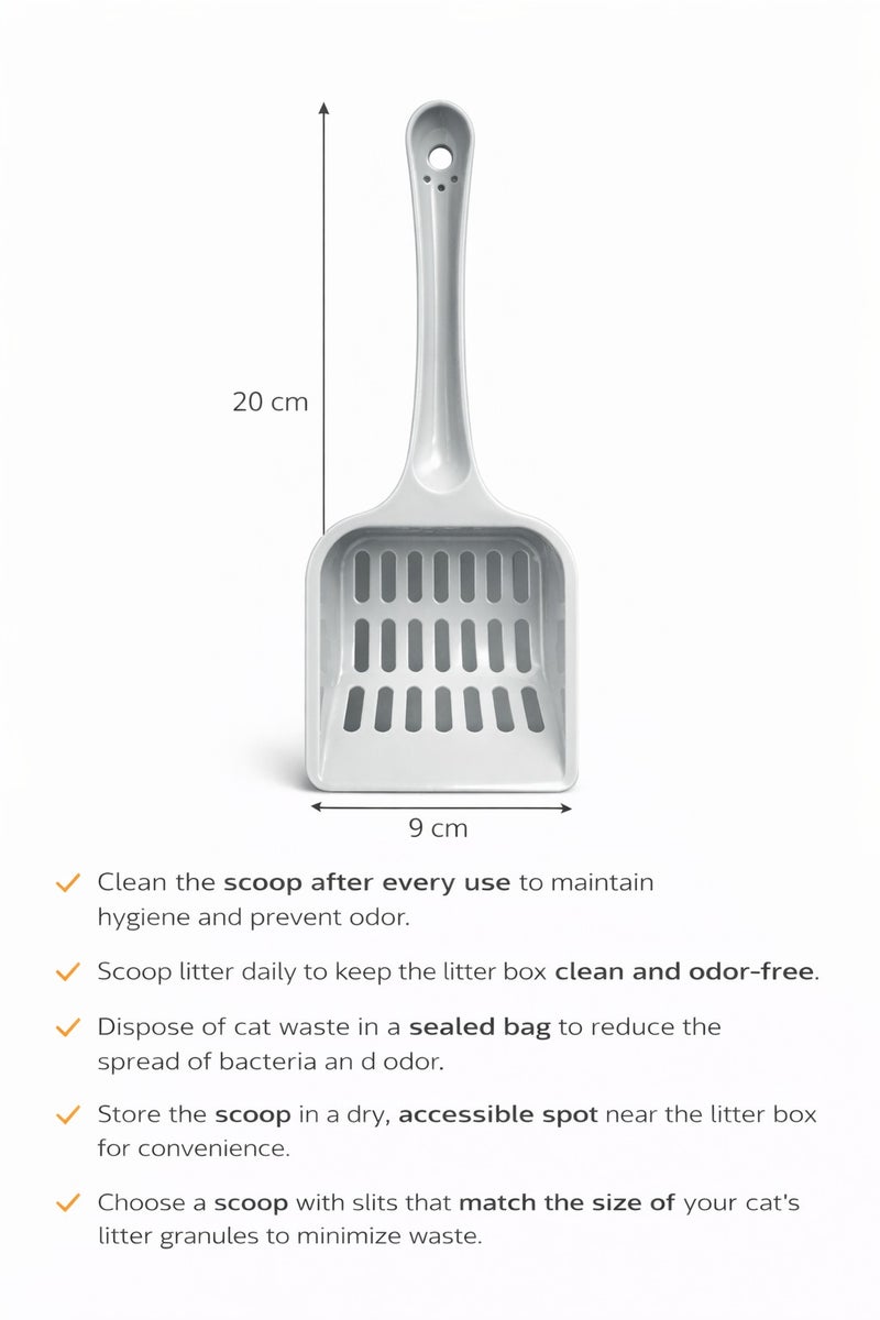 iCare مغرفة رمل القطط ICare، رمادي، 20 × 9 سم، تصميم مشقوق لتسهيل التصفية - Image 3